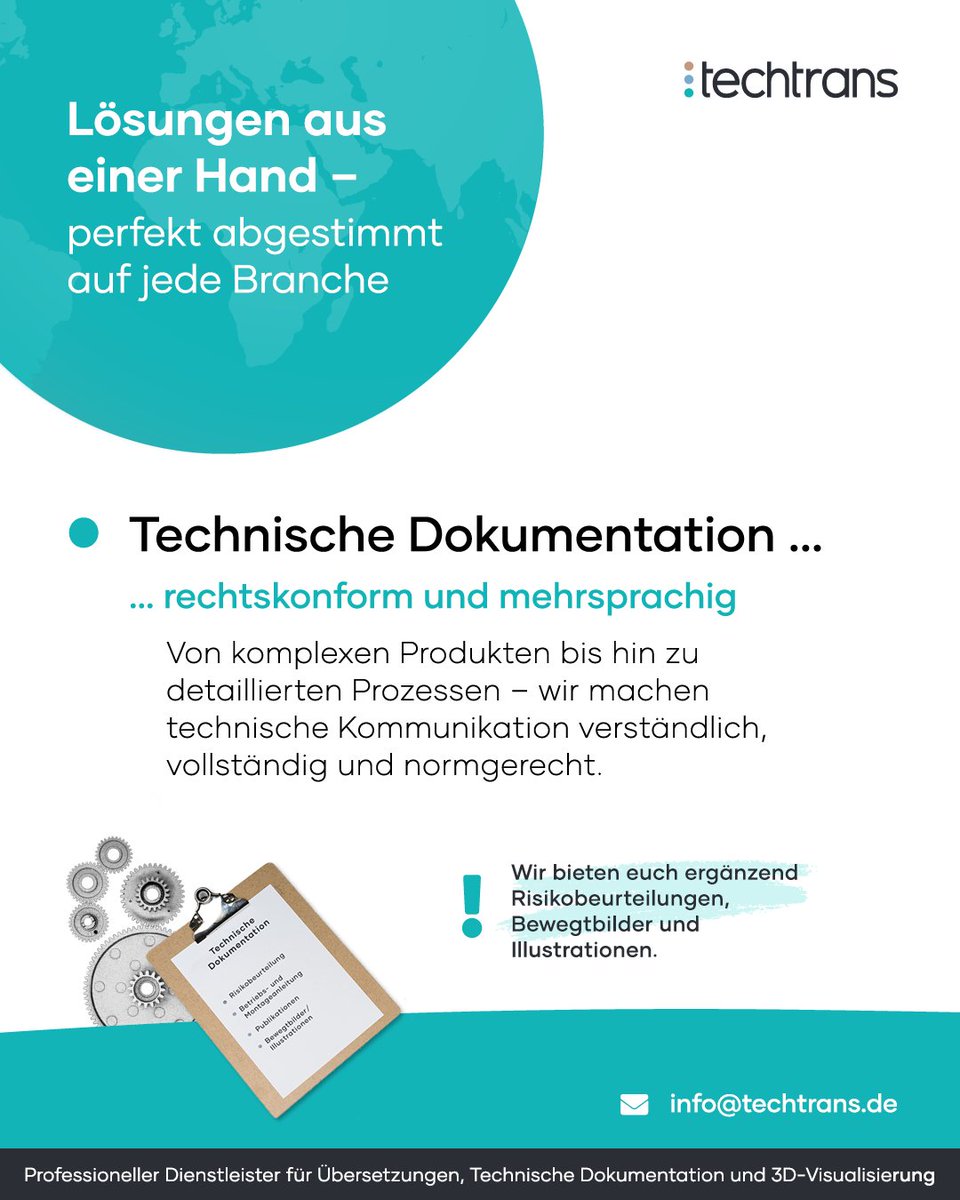 techtransGmbH's tweet image. Wir erstellen Technische Dokumentationen, die komplexe Inhalte verständlich, normgerecht und mehrsprachig darstellen. 📝🔄  

#technischeDokumentation #TechnischeKommunikation #maschinenbau #anlagenbau #automatisierung #industrie #medizintechnik #technik #robotik #Hydraulik