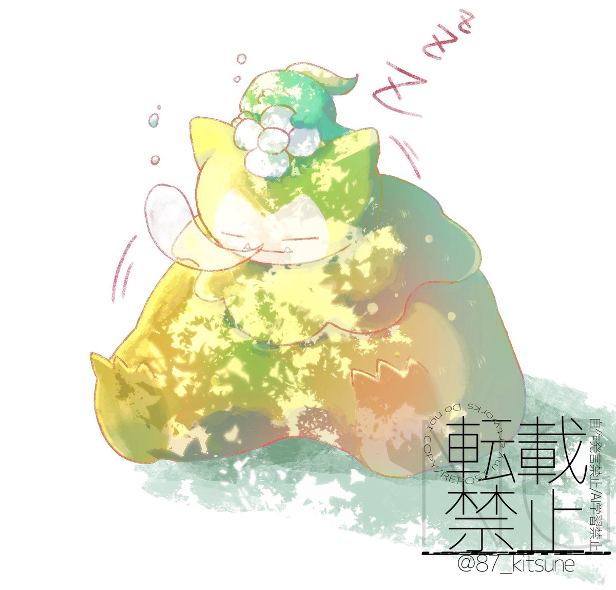 87_kitsune's tweet image. #3連休はフォロワーさんが増えるらしい
最近描いた原神の少女と、ポケモンのこけむしカビゴンとゴクリン