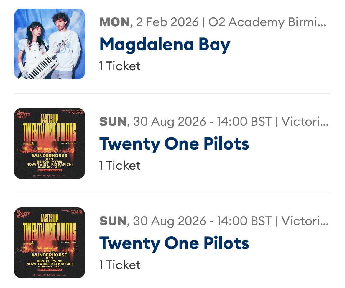 Thank the LORD I was able to get an All Points East ticket eventually 😭 I’m seeing twenty one pilots next year!!!!