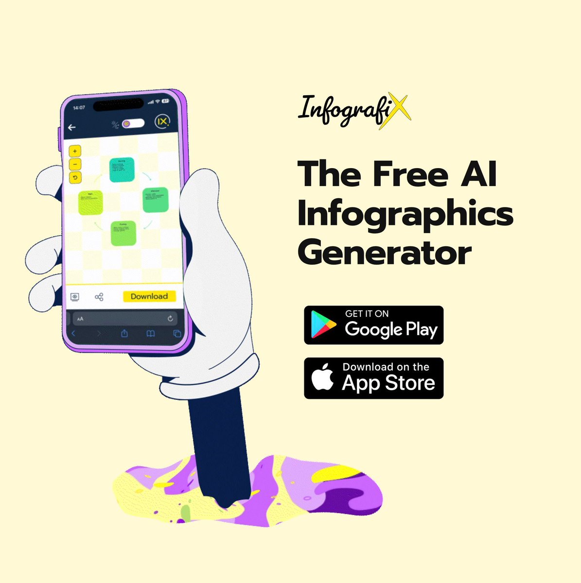 Infografixapp's tweet photo. Take your visual storytelling up a notch with Infografix! 🔥 

Now available for FREE on the Apple App Store and Google Play. Infografix makes creating stunning infographics effortless and enjoyable.

Download it now - https://t.co/VciGeuIVWp https://t.co/oYJpQmzIGE