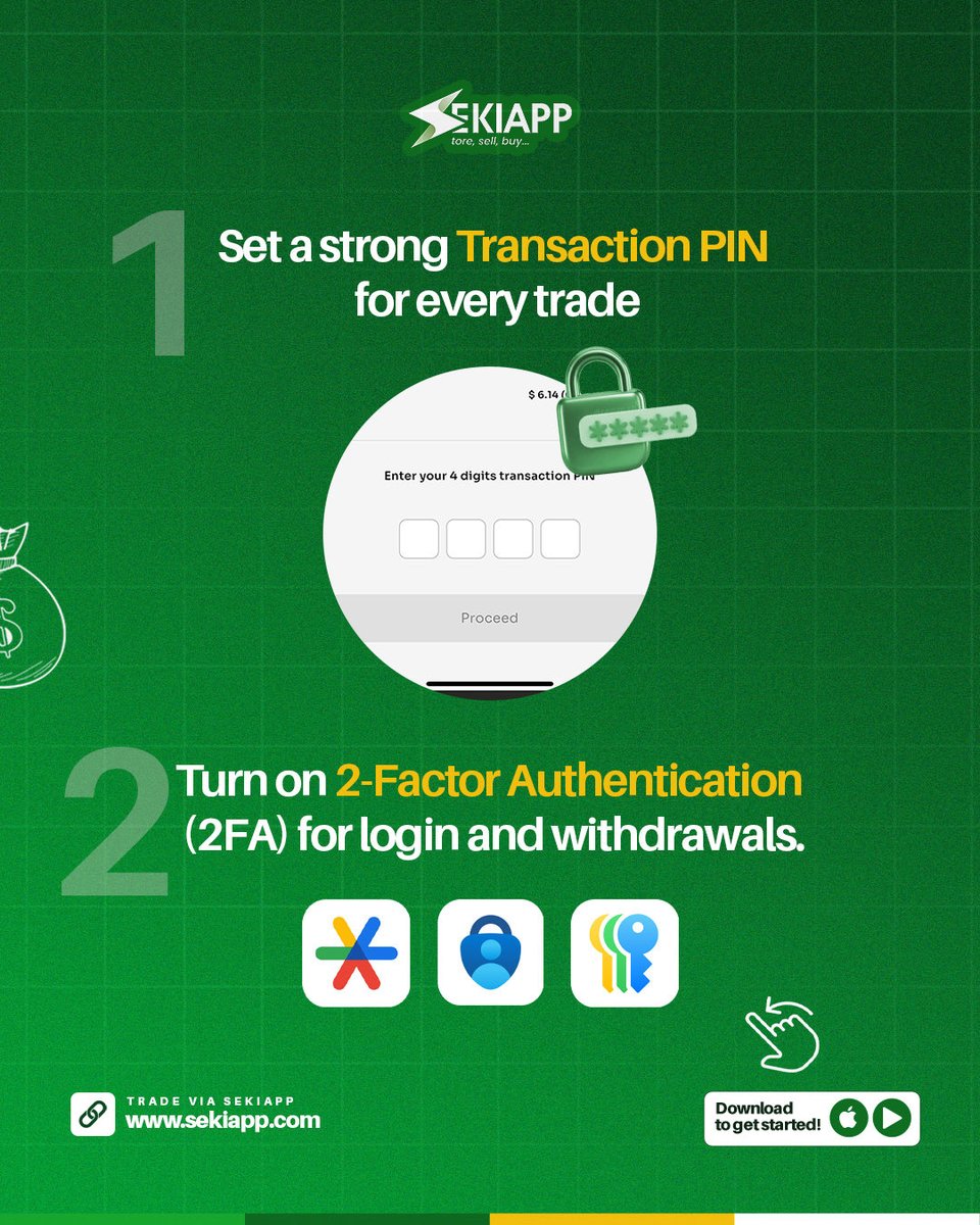 Seki_APP's tweet image. Your money shouldn’t be an easy target. 🔐

Level up your security with two simple moves:
Strong Transaction PIN ✔️
2FA turned ON ✔️
That’s how you make your account unhackable

Protect your assets the smart way — activate 2FA on SekiApp today. ⚡💛
#SekiApp #AccountSecurity
