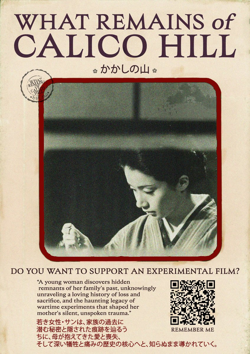 SOAS_Minyo's tweet photo. We are pleased to be supporting a 3rd year student at Arts University Bournemouth. She's producing a short film 'What Remains of Calico Hill', an experimental film exploring memory, grief, and untold history through the lens of a mother-daughter relationship in post-war Japan. https://t.co/H6V4jnbyFt