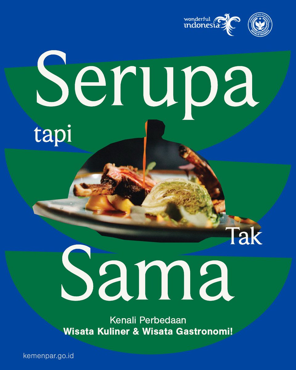 KemenPariwisata's tweet photo. Kirain sama, ternyata beda! 😱

Pernah dengar istilah wisata gastronomi? Banyak yang mengira ini sama dengan wisata kuliner, padahal… ada keunikannya tersendirinya, lho 🍽️✨

Di postingan ini, Mimin mau ajak kamu buat lihat bagaimana wisata gastronomi bukan hanya soal makan enak, tapi memahami cerita, budaya, sejarah, sampai filosofi di balik setiap hidangan.

Mulai dari unsur edukasi, rekreasi, pengalaman rasa, hingga penggunaan produk lokal dan nilai kesehatan, semuanya ikut membentuk pengalaman gastronomi yang lebih dalam dan berkesan 🥘