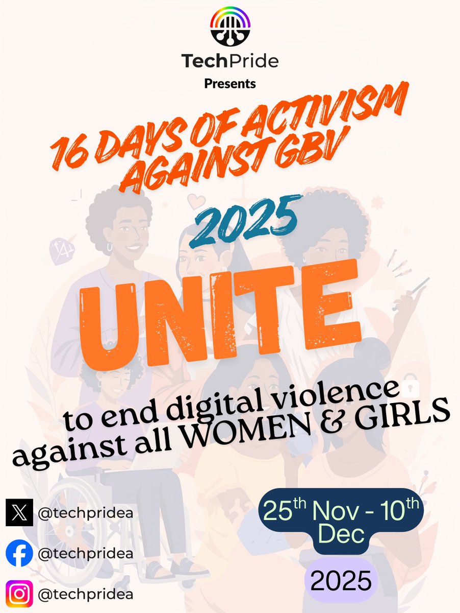 TechprideA's tweet image. We are standing with women and girls across Nigeria to end digital violence, especially those from marginalised and vulnerable backgrounds.
We must unite for safer, inclusive online spaces.

#16DaysOfActivismNG #UniteToEndGBV #StopDigitalViolence #TechSafetyForAll