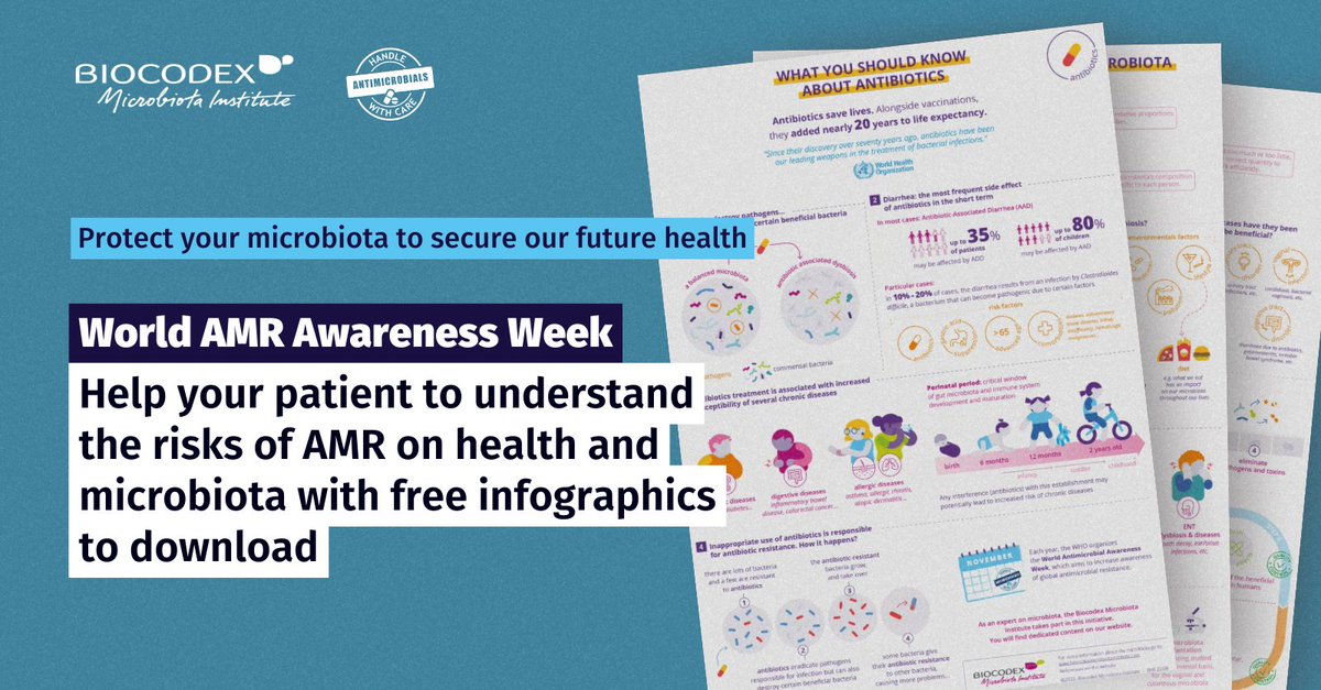 Microbiota_Inst's tweet image. #WorldAMRAwarenessWeek

Looking for an effective way to discuss #AMR with your patients and its impact on their microbiota?

We’ve prepared 3 ready-to-use infographics covering
💊 Antibiotics
⚖️ Dysbiosis
🦠 Probiotics

Download them now 👇
tinyurl.com/2h6e9nnw