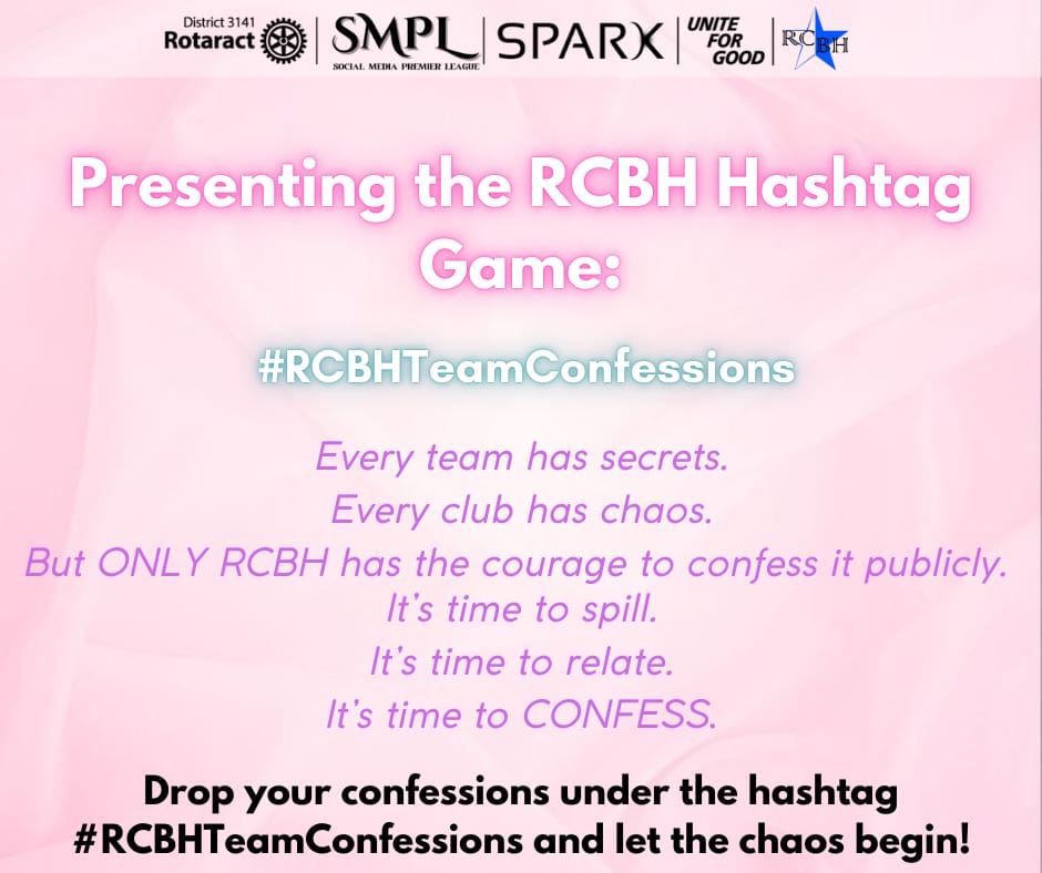 RC_BH_'s tweet photo. The confession gates are OPEN.
RCBH, it’s time to spill the untold stories. 👀
Drop your chaos under #RCBHTeamConfessions.
Let’s see who survives this. 😌🔥

#rotaractmumbai #SMPL2025 #rcborivaliheights #RCBH https://t.co/7cXF22tcjT