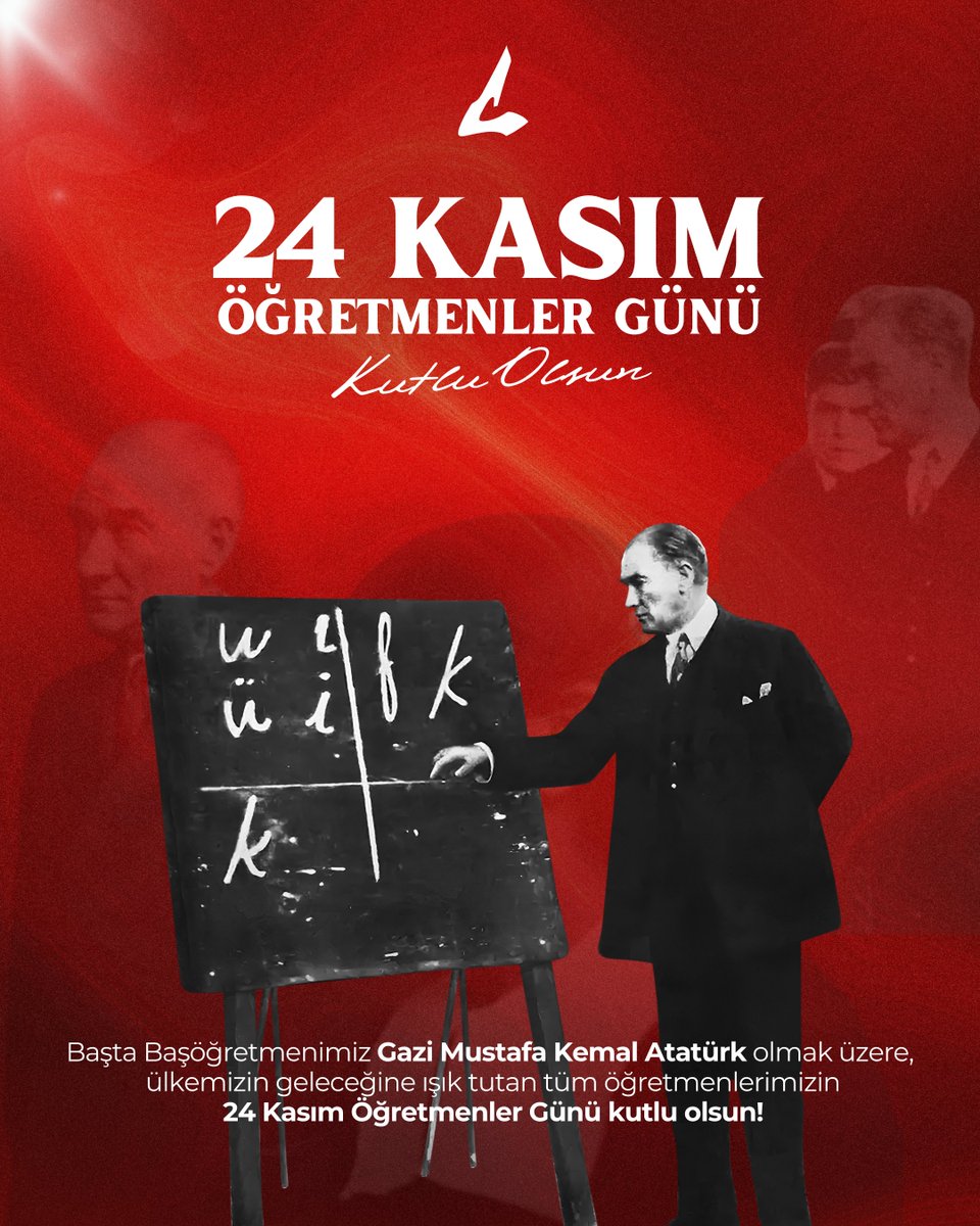 Başta Başöğretmenimiz Gazi Mustafa Kemal Atatürk olmak üzere,
ülkemizin geleceğine ışık tutan tüm öğretmenlerimizin
24 Kasım Öğretmenler Günü kutlu olsun!

#24Kasım