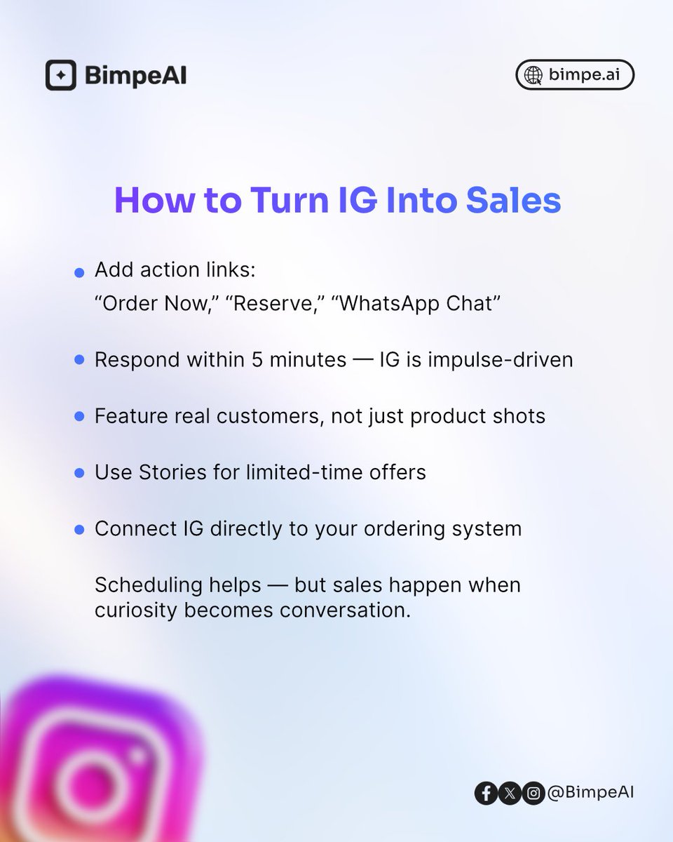 A Lagos café owner had 10k followers…
but almost no orders.

Her problem wasn’t content.
It was connection.

She added one simple line to her posts:
“Order via WhatsApp.”

Within 2 weeks, orders started rolling in —
straight from Instagram → WhatsApp → kitchen.