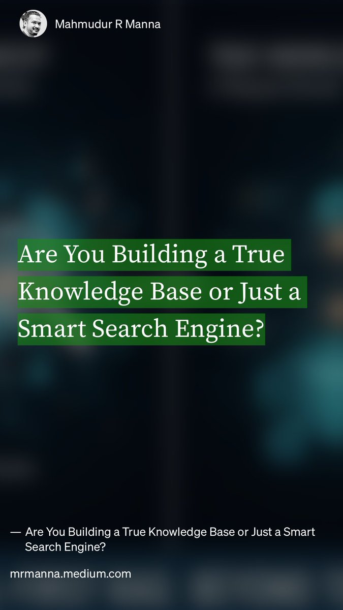 HWillert's tweet image. Are You Building a True #KnowledgeBase or Just a Smart #SearchEngine? by Mahmudur R Manna ai.gopubby.com/are-you-buildi…