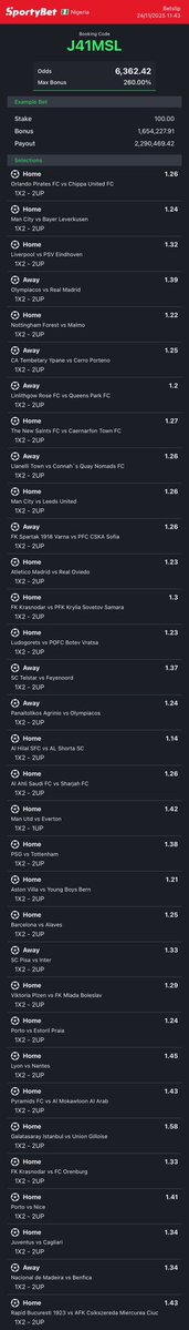 Weekly 2up banger 🏆 💥 

J41MSL - 6k odds

<a href="/mansyboom/">OluayeMansyBoom</a> <a href="/teemourinho/">Timourinho</a> <a href="/deenayaah/">winning mentality 🗝️🌟</a> <a href="/DESOJI_YL/">ÙÑČŁË BŁVČK ČÒFFÊË ♟️🦅</a> <a href="/BoomBetNG/">BOOMBET NG</a>