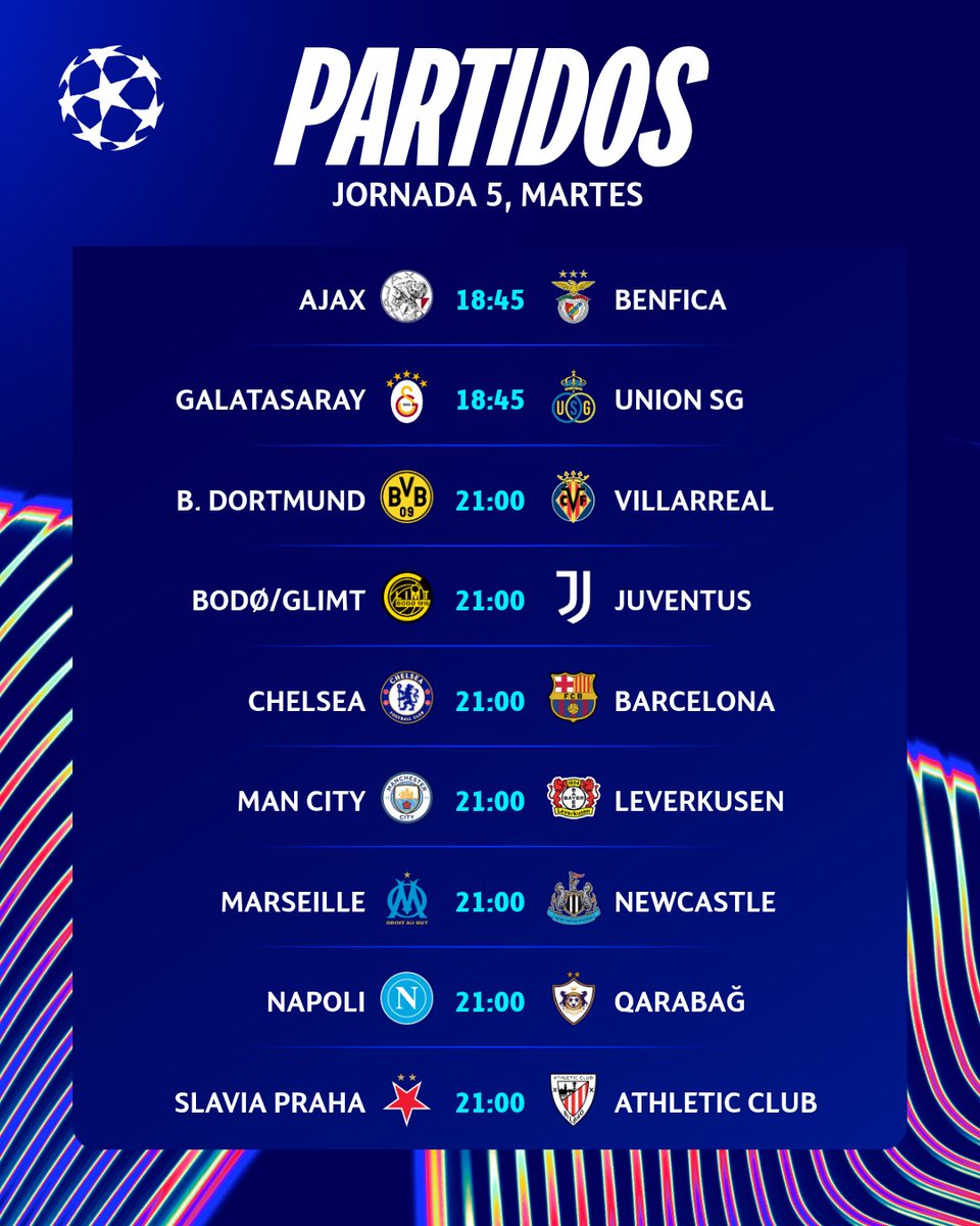 LigadeCampeones's tweet image. ️⚽️ Hoy comienza la 𝒋𝒐𝒓𝒏𝒂𝒅𝒂 𝟓

Y menudos 𝗣𝗔𝗥𝗧𝗜𝗗𝗔𝗭𝗢𝗦 nos trae (HEC) 🤩

#UCL
