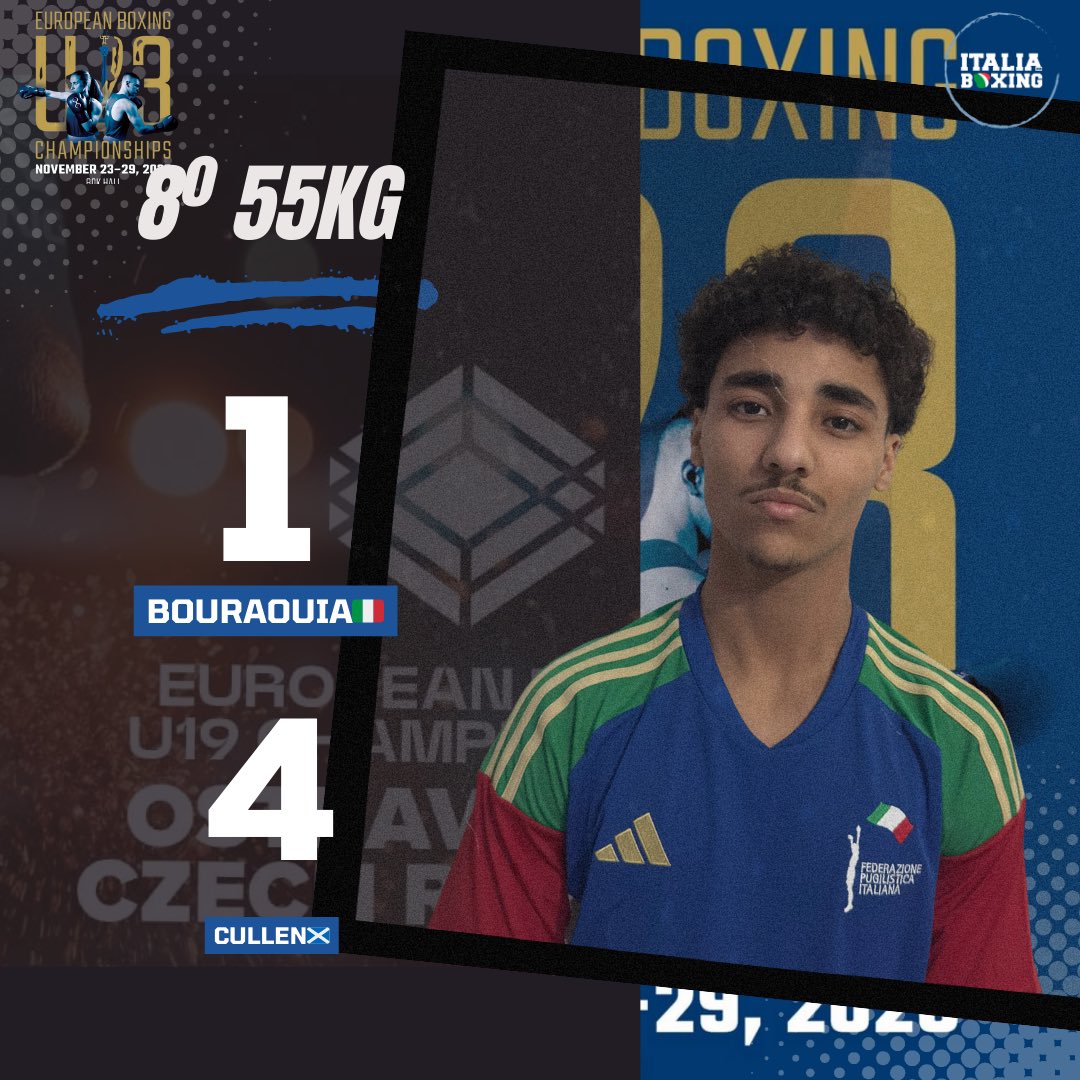 FPIBoxe's tweet image. 🥊 🇪🇺 🏆 Euro U23 Boxing Championships 2025 
🏟️ Budapest 🇭🇺 Bok Sports Hall - 23-29 Nov.

🥊 Result match Day 2 Itaboxing - 24/11 

🥊8° 55 Kg M - Bouraouia vs CULLEN 🏴󠁧󠁢󠁳󠁣󠁴󠁿 1-4

🥊🇮🇹 Sempre con te, Badr 

#Itaboxing #Boxing #Boxer #Pugilato #boxeo