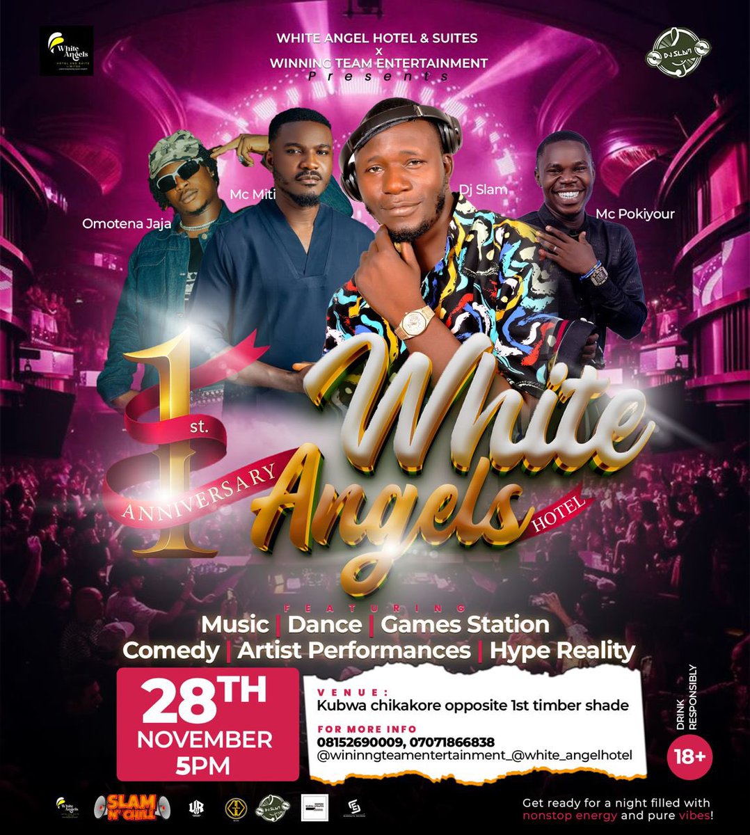 FemiScott346281's tweet photo. It’s 1 year anniversary, white Angel hotels Kubwa, Abuja with you celebrity Dj
@djslam70
Music non-stop, classic sound and lot of performances. Na Grooving Grooving!!!

For your bookings &amp; reservations, 
DM- 0806 761 6705 or @djslam70 #otbspromotions #WONDERING #FarrhanaBhatt https://t.co/EKVjtvZmyH