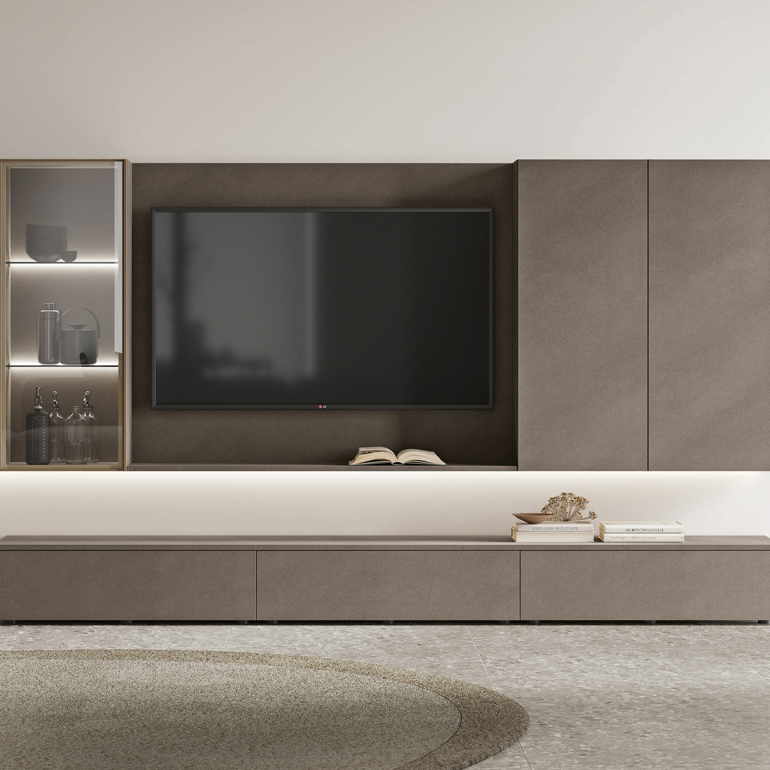 Il cuore di questa nuova Infinity Stosa? Il Top HPL Oro Nero, un concentrato di eleganza e raffinatezza.
Le basi in Laminato Malta Ombra donano calore e naturalezza, mentre il PET opaco Cachemere delle colonne e dei pensili crea continuità e armonia tra gli elementi.