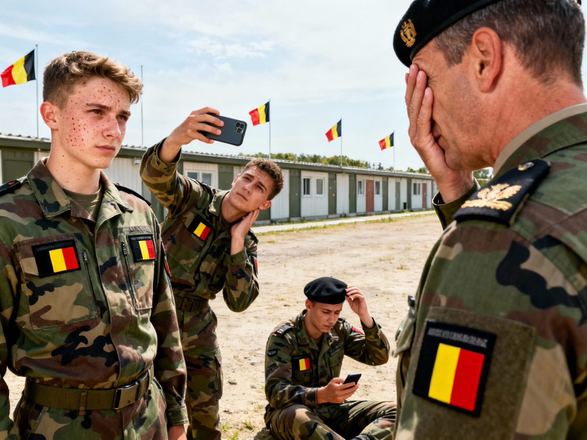 alainpaulweber's tweet image. « La Belgique réactive un “service militaire volontaire”.
Résultat : nos gaillards de la génération Wi-Fi se pointent à la caserne, et là… comment dire… le choc des civilisations commence.

Les instructeurs n’en reviennent déjà pas.
Petite liste (non exhaustive) des questions…