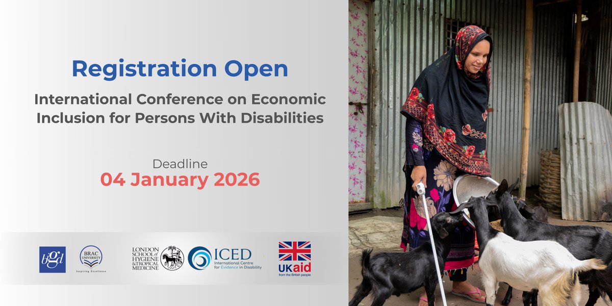 Bigd_BracU's tweet image. Want to shape a disability-inclusive future? Register now for the International Conference on Economic Inclusion for Persons with Disabilities, jointly organised by BIGD and the PENDA Programme @ICED_LSHTM.

⏳ Register by: 4 Jan 2026
🔗 Register here: docs.google.com/forms/d/1enami…