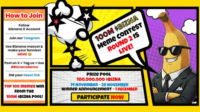 Maxmoy_0919347's tweet image. Getting my Biznana × meme mashup ready now — let’s make this go viral! 😂⚔️
@biznana_meme
#Biznana #BiznanaMemeWar #MemeContest 🚀✨