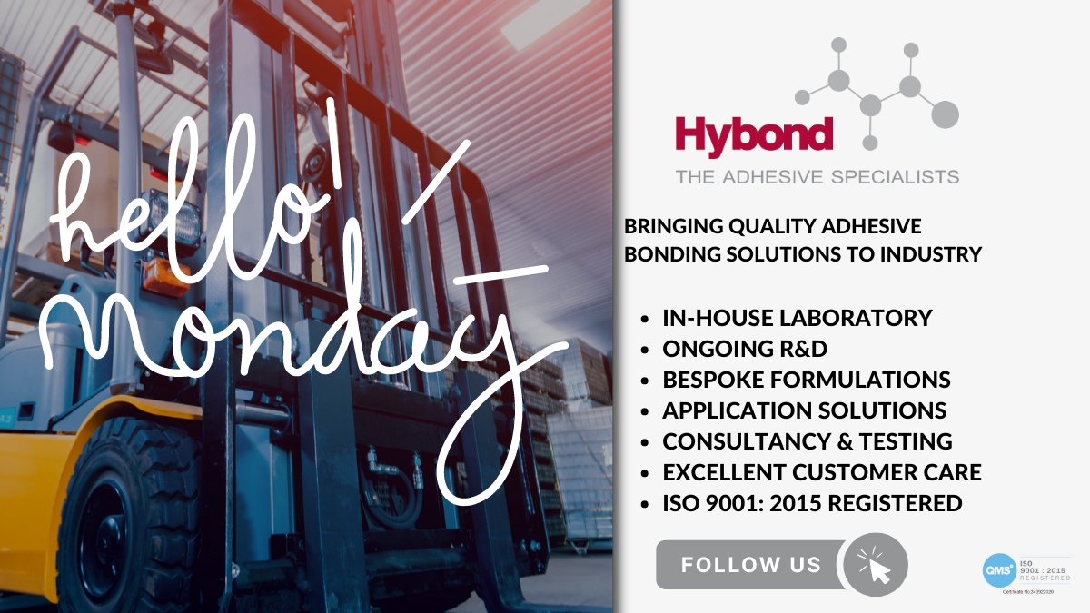 Good morning all! We hope your Monday is off to a great start. Manufacturers, keep your production lines running smoothly with reliable adhesive supply, application equipment and technical expertise from Hybond. hybond.org.uk #ukmfg #manufacturing