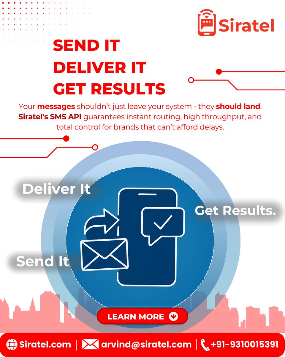 siratelofficial's tweet image. 𝐖𝐢𝐭𝐡 #𝐒𝐢𝐫𝐚𝐭𝐞𝐥’𝐬 #𝐒𝐌𝐒𝐀𝐏𝐈, 𝐞𝐯𝐞𝐫𝐲 #𝐦𝐞𝐬𝐬𝐚𝐠𝐞 𝐥𝐚𝐧𝐝𝐬 𝐞𝐱𝐚𝐜𝐭𝐥𝐲 𝐰𝐡𝐞𝐫𝐞 — 𝐚𝐧𝐝 𝐰𝐡𝐞𝐧 — 𝐢𝐭 𝐬𝐡𝐨𝐮𝐥𝐝.

🆓Get Your #𝐅𝐫𝐞𝐞𝐃𝐞𝐦𝐨 Now!
🌐𝐕𝐢𝐬𝐢𝐭: siratel.com | ✉️ arvind@siratel.com | 📞𝐂𝐚𝐥𝐥 𝐔𝐬 - +91-93100-15391
