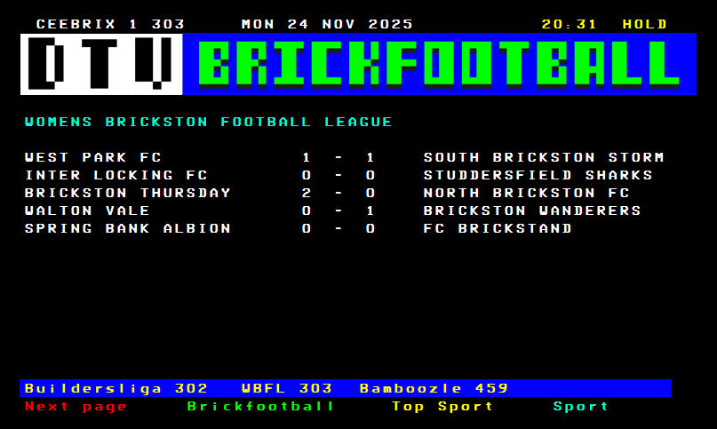 It's halftime around the WBFL - see you in 15 minutes