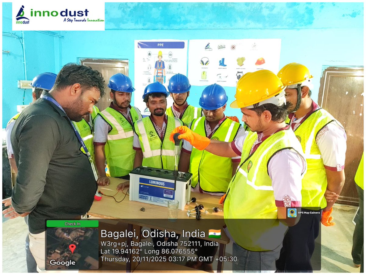 innodust's tweet image. 🔋✨Power Check in Progress!

Today’s practical session focused on mastering the essentials of battery health. Trainees tested cell voltage &amp;amp; gravity using a hydrometer.

📩 Email: marketing@innodust.in
🌐 Website: innodust.in

#Innodust #SolarTraining #BatteryTesting