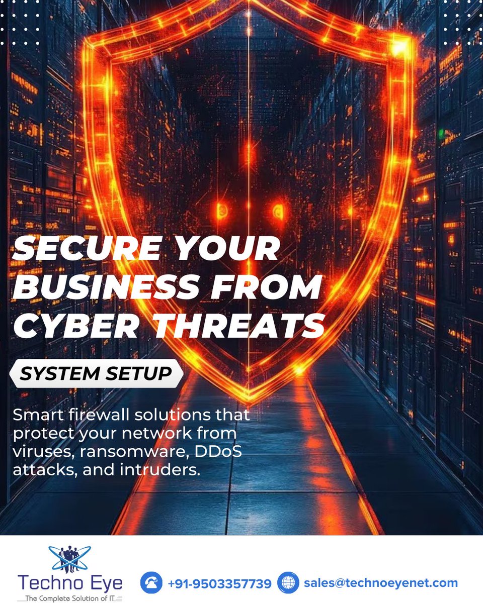 Technoeyenet's tweet image. Protect your business before cyber threats strike!
With Techno Eye’s advanced firewall setup, safeguard your data, boost security, and keep your network safe 24/7.
Your security. Our priority. 🔐

Secure Your Network Today! 🚀
.
.
#CyberSecurity #FirewallProtection #TechnoEye