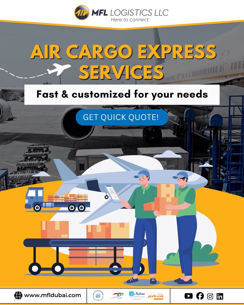 MFLDubai's tweet image. Need a customized air cargo solution ? We offer air charter services.Our air cargo charter services offer fast, customizable shipping solutions to meet your needs. 

#AirCargo #CharterServices #FreightSolutions #AirShipping #TimeSensitive #CargoServices #mfllogistics #mfldubai
