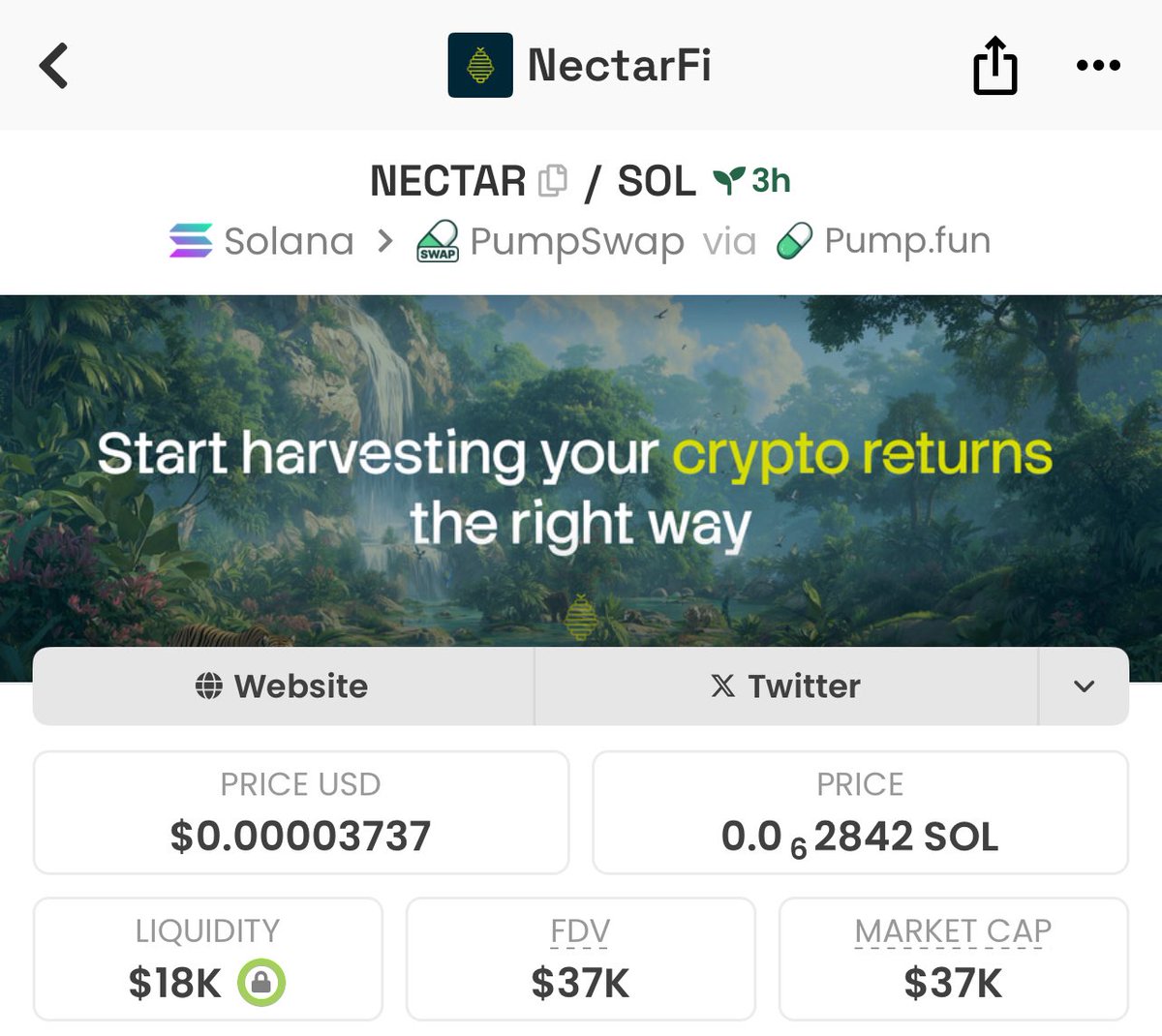 gems_shark's tweet image. Watch your entry on $NECTAR
NOTE: high risk gamble

CA: P8ZnV82s46ZsCLpsJnFBEjyj4qRSipLfRWnryJFpump