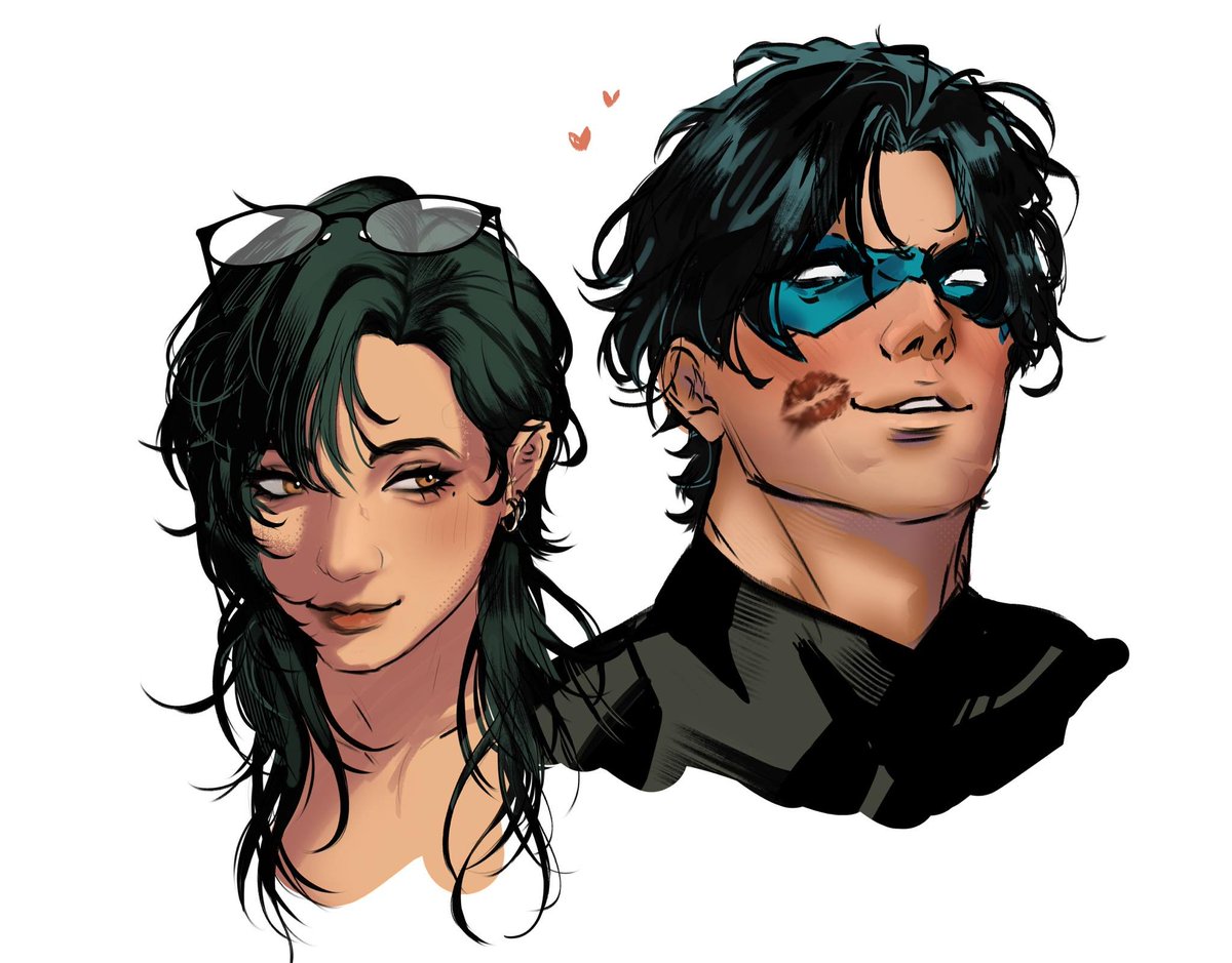 plumplumpurin_'s tweet image. umm ik this probs wont be of interest to anyone i just want to share the full of the nightwing sketch that i posted the other day, i was trying to emulate the comic artstyle (??) &amp;amp; trying to see how i&apos;d look like in it :-j