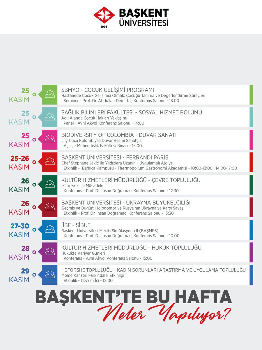 Üniversitemizin bu hafta gerçekleştireceği etkinliklerimize tüm öğrenci ve mensuplarımızı bekliyoruz⚪️
.
.
.
#başkentüniversitesi #etkinlik