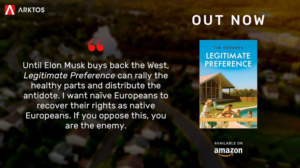 With a foreword by Jared Taylor (<a href="/RealJarTaylor/">Jared Taylor</a>), Legitimate Preference lays out Tim Vorgens (<a href="/TimVorgens/">Timothé Vorgens</a>) vision of how Europeans can restore a natural instinct for their own and rebuild confidence, community, and cultural direction.