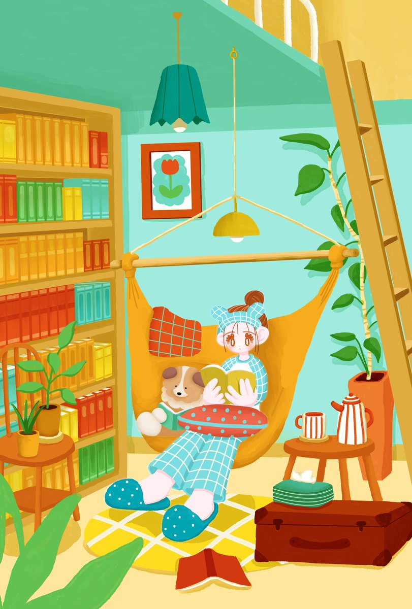 Chiroruimo's tweet image. 私のお気に入りの空間📕🌷
#絵柄が好みって人にフォローされたい 
#イラスト好きな人と繋がりたい