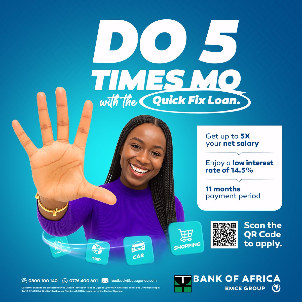 At BOA, we understand how hard it is for your salary to keep up with life's emergencies.
That’s why we are giving you up to 5 times more with a Quick Fix Loan, at only 14.5% p.a., payable over 11 months.
Visit  bit.ly/boa-quick-fix or any BOA branch to apply.