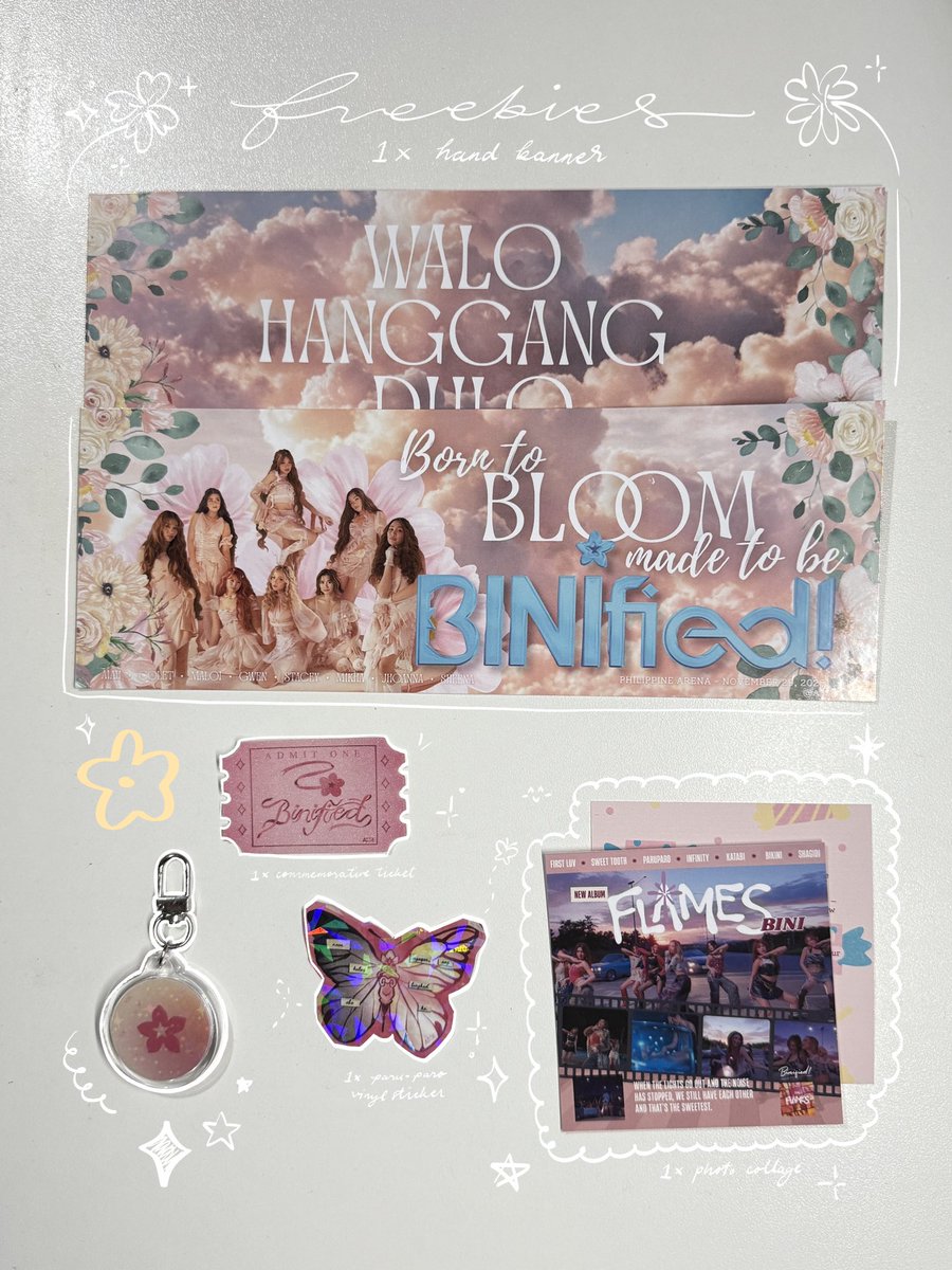 amiearisse's tweet image. Hi blooms!

Here’s the full reveal of our BINIFIED Fan support

you get to have 1 set but dont forget to:
- follow us
- like/RT to spread to other blooms
- take care going to our year-end party

See you on Nov. 29 at PH Arena 💗

#BINIfiedPHArena #BINI