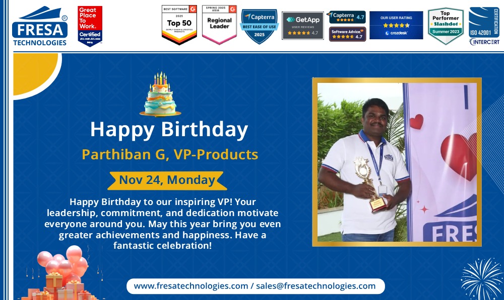 fresatechnology's tweet image. 🎊 Happy Birthday to our inspiring VP! 

🔗 Visit us: fresatechnologies.com

#FresaTechnologies #FreightForwarding #ERPforLogistics #SupplyChainTech #FresaGoldERP #SeamlessOperations #DigitalFreight #FreightSolutions #HappyBirthday #Birthday #CelebratingSucces #BirthdayWishes