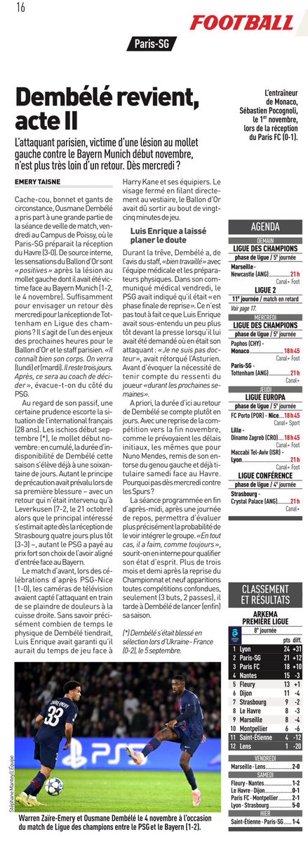 rdppsg's tweet image. 🔴🔵📰 Revue de presse #PSG de l’équipe , lundi 24 novembre