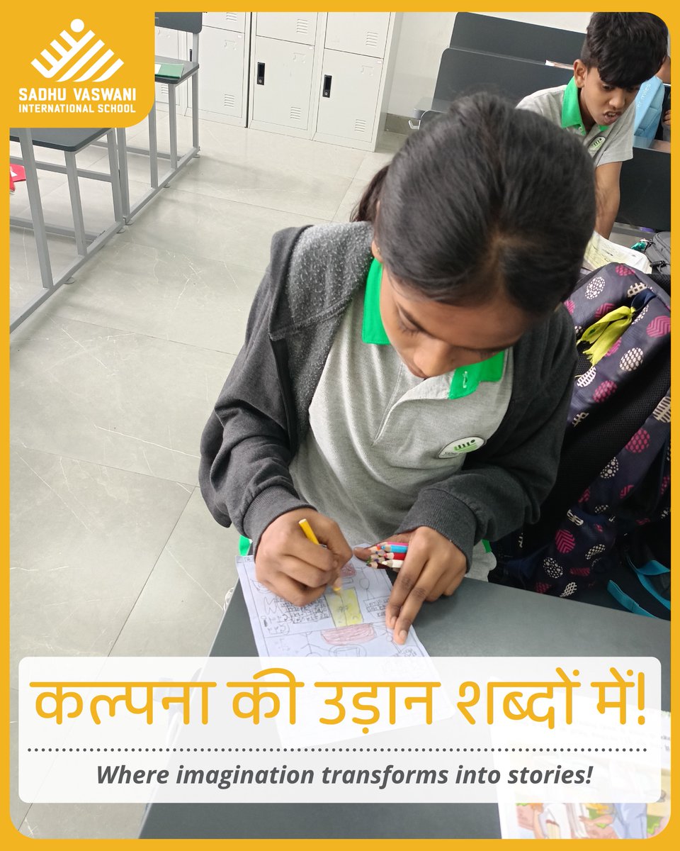 svisbangalore's tweet image. कल्पना की उड़ान शब्दों में! 
Students crafted their own comic worlds, created unique characters, and brought stories to life with expressive Hindi dialogues. 🎨📚 

#SVIS #SadhuVaswaniInternationalSchool #CreativeLearning #Storytelling #HindiLearning #ExperientialLearning
