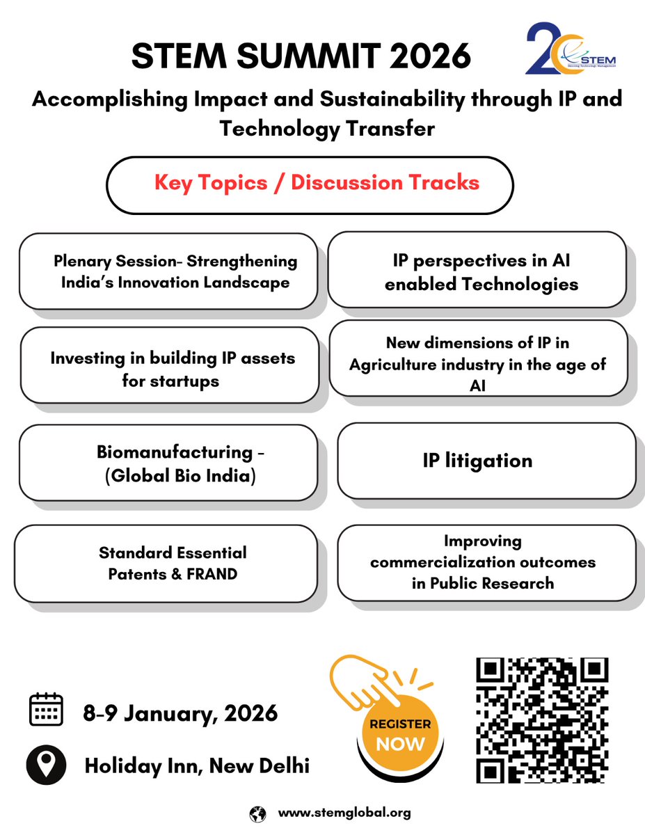 STEMTechTransfr's tweet image. India is rapidly emerging as a powerhouse of patents, deep-tech startups, research excellence, and innovation talent — but with that comes the need to build systems that support commercialization, protect technology, and enable industry adoption.

#stem #summit #keydiscussions