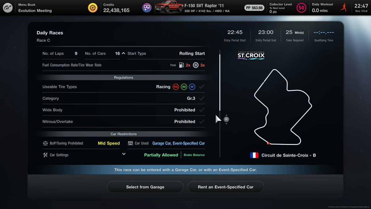 #GT7 #GranTurismo7 New Daily Races
A: Watkins Glen Short, Lexus LFA
- Grid start, no FSC
- DR and SR on

B: Spa, Gr. 4
- Brake Bias (BB) on

C: Sainte-Croix B, Gr. 3
- PD finally remembered that this track exists
- Mandatory Pit Stop: 1
- BB on