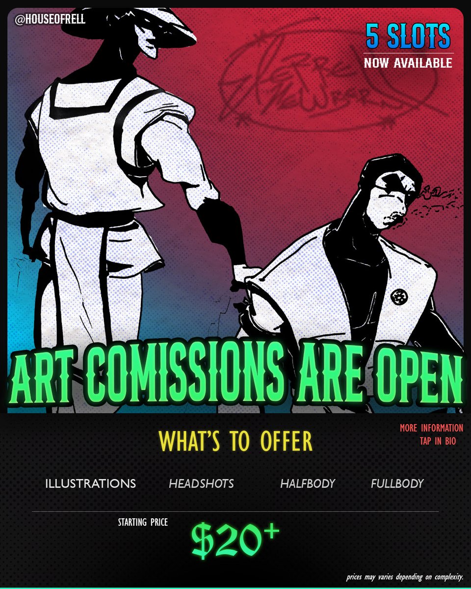 houseofrell's tweet image. Hey everyone, I am officially opening my commission today. My portfolio is under my bio to get familiar of my work. Time To Break From The Loop! 0/5 Slots
#openforwork #commissionsopen #artist #CartoonArt 

More information is on the form -&amp;gt; docs.google.com/forms/d/e/1FAI…