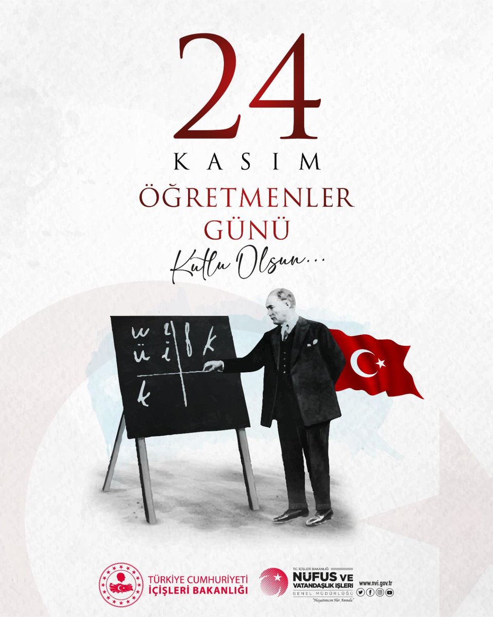 Geleceğe ışık tutan, bilgi ve değerleriyle yarınlarımızı şekillendiren tüm öğretmenlerimizin 24 Kasım Öğretmenler Günü kutlu olsun🌸

Başöğretmenimiz Gazi Mustafa Kemal ATATÜRK’ü ve görevleri başında şehit olan öğretmenlerimizi saygı, sevgi ve minnetle anıyoruz…