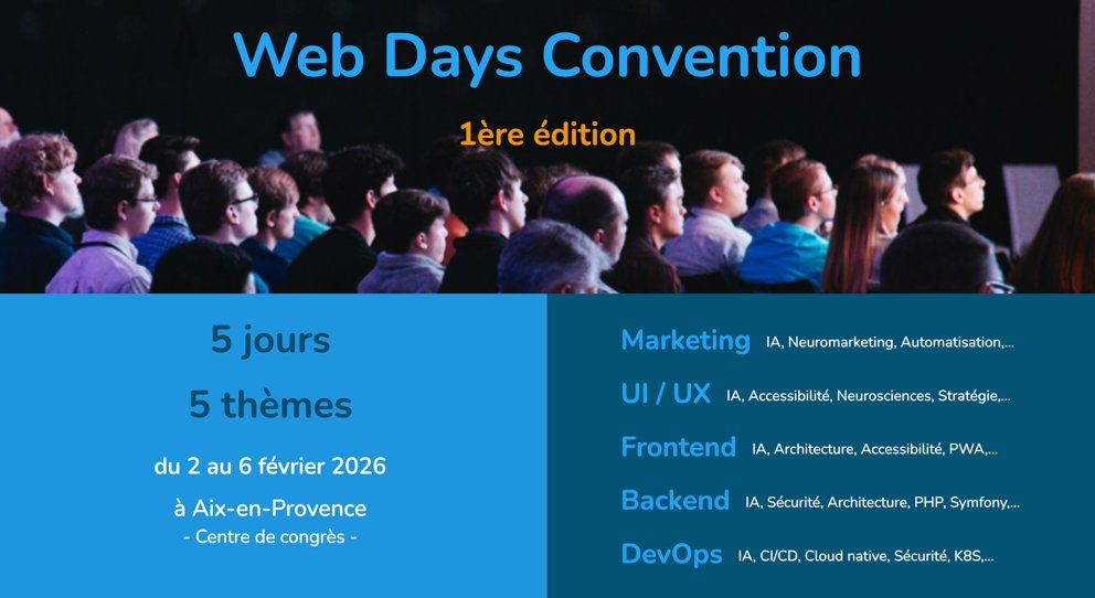 WebDaysEvents's tweet image. 3/3

📅 Les #WebDays, c’est 5 jours, 5 thèmes : #Marketing, #UIUX, #Frontend, #Backend, #DevOps

🎯 Participe à 1, 2, 3, 4 ou 5 jours. (On ne juge pas)

🎟 Réserve avant qu’il ne soit trop tard : webdays.events/participer

💬 Commente, partage, suis-nous 😎