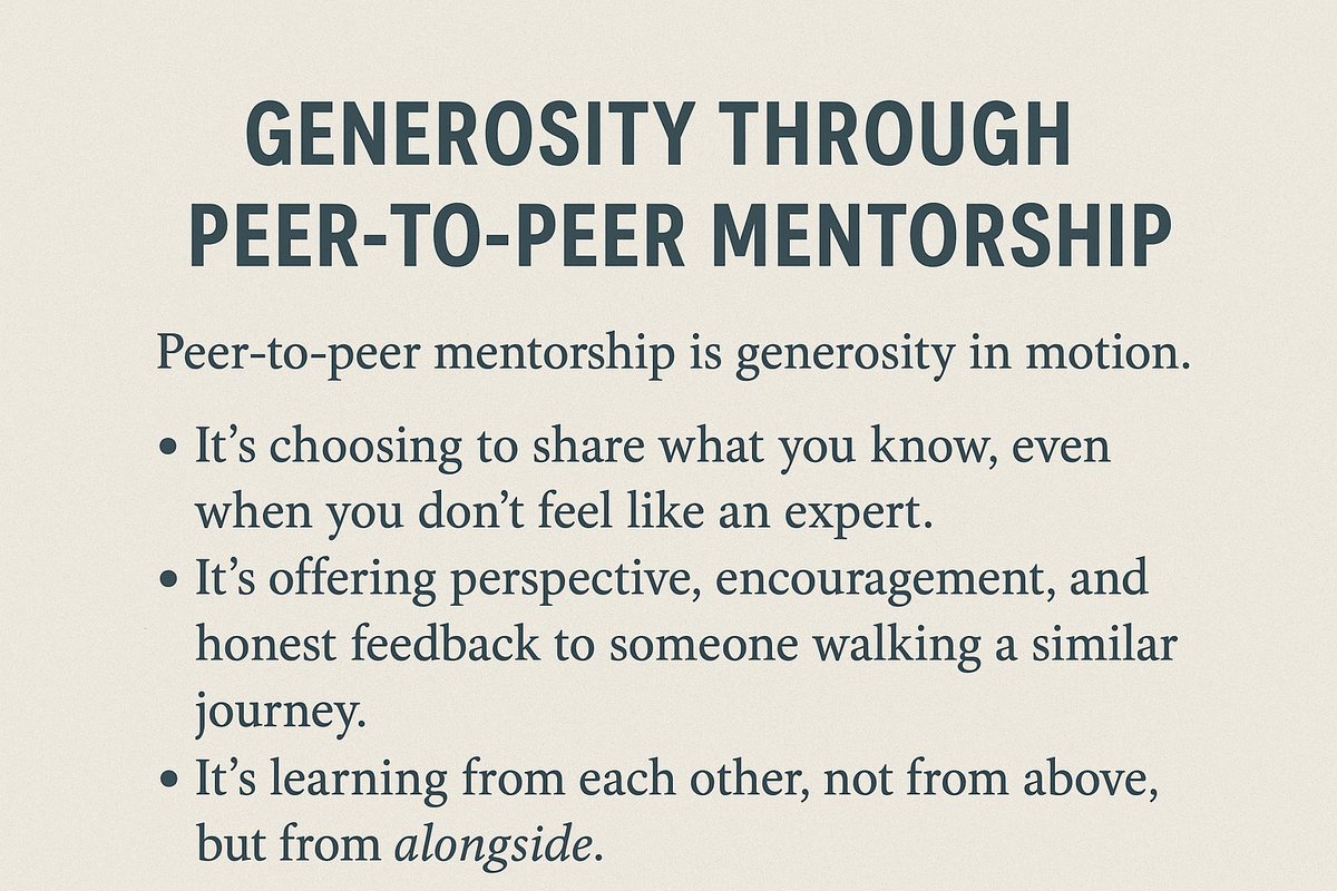 Peer-to-peer mentorship = generosity in action.
Sharing, supporting, and learning alongside each other strengthens the whole community.
Let’s keep giving and growing together. #GenerosityMonth #PeerMentorship