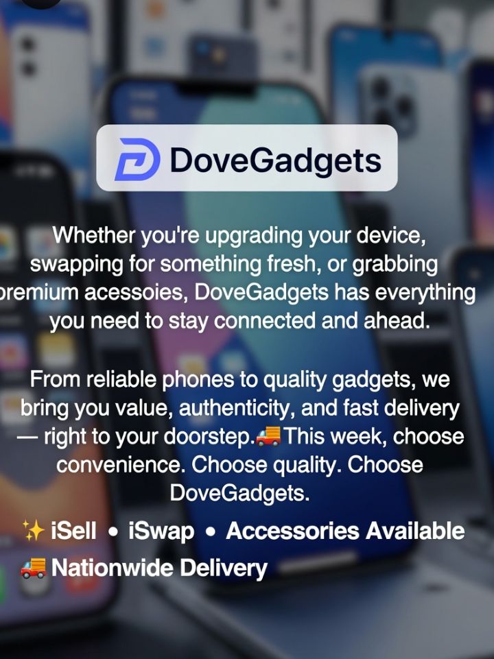 DPrimecity's tweet image. This week, let DoveGadgets handle your device needs.
iSell • iSwap • Accessories 🛍️