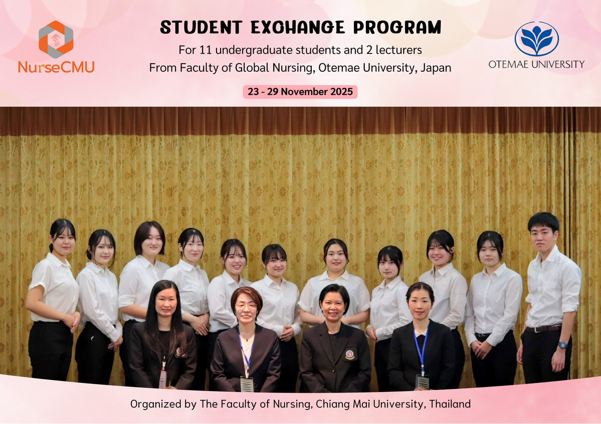 nursecmu_eng's tweet image. Visiting Students and Faculty from Otemae University Join Exchange Program at NurseCMU 🎌🎋
Read more: nurse.cmu.ac.th/web/en/Readmor…
#OtemaeUniversity #StudentExchangeProgram #NursinginThailand #NURSECMU