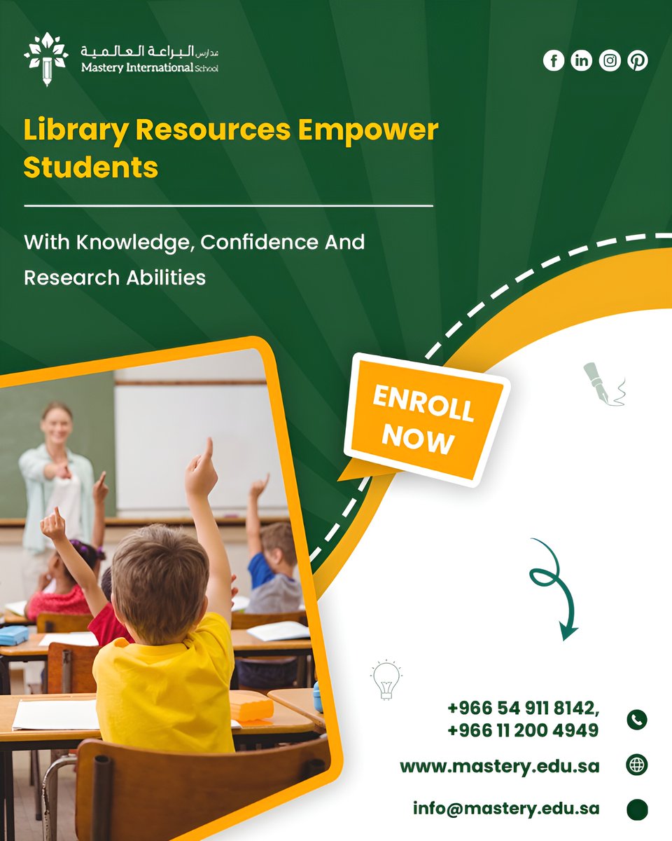 mastery_sch's tweet image. Our library empowers students with knowledge, confidence, and research skills, helping them grow academically and discover new opportunities.
mastery.edu.sa

#LibraryResources #StudentSuccess #KnowledgePower #ResearchSkills #AcademicGrowth #KnowledgeHub