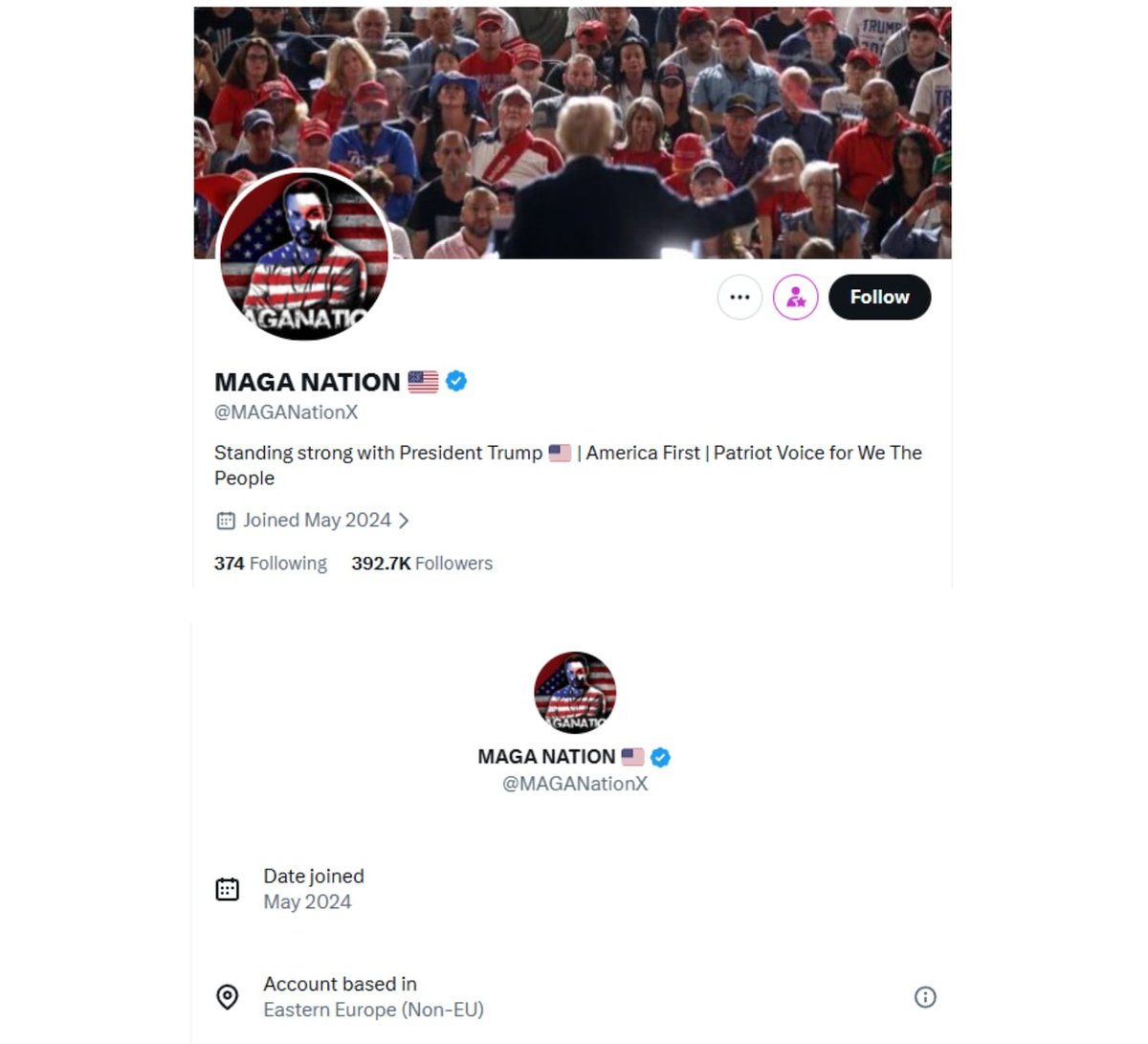 Twitter zeigt jetzt wo Accounts wirklich herkommen und SELTSAMERWEISE posten viele der aggressivsten USA-Patrioten aus... Indien, Nigeria oder Russland. Nur als kleine Info, sicher auch amüsant mal drauf zu schauen wenn euch der nächste leidenschaftliche AFD-Fan unterkommt.