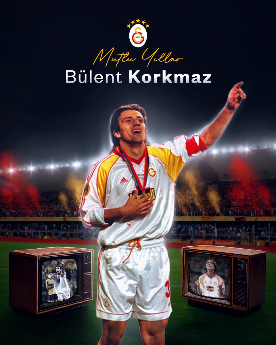 GalatasaraySK's tweet image. Bugün, kulübümüze futbolcu ve teknik direktör olarak hizmet etmiş Büyük Kaptan Bülent Korkmaz&apos;ın doğum günü! 💛❤️

İyi ki doğdun Cesur Yürek! 🦁