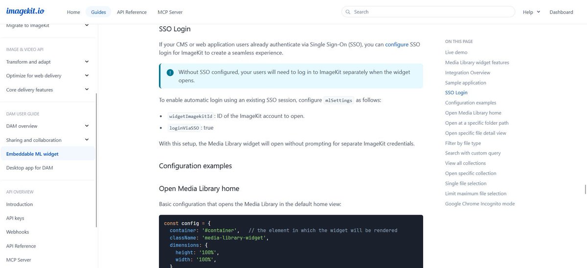 ImagekitIo's tweet image. ImageKit’s embeddable media library widget now supports SSO inside your CMS.

One login for faster workflows.

Learn more: imagekit.io/docs/dam/embed…