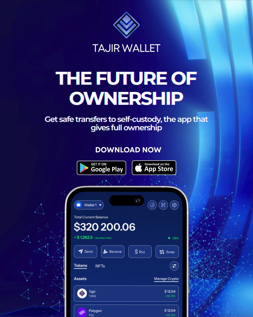 🚀 From safe transfers to self-custody Tajir Wallet gives ownership real meaning.
You’re in charge, always.

Start Your Journey: bit.ly/Tajir-Wallet-D…

#TajirWallet #DigitalOwnership #NonCustodial #Decentralized #Cryptocurrency #DApps #Web3 #Bitcoin #Ethereum #Technology